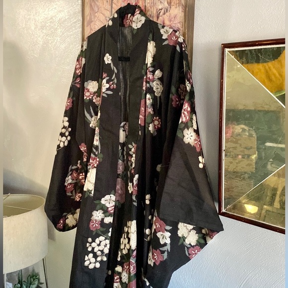 NWT VINTAGE JAPANESE KIMONO ROBE OVERSIZED KIMONO SLEEVE MAXI DRESS ROBE OSFM - Picture 7 of 16